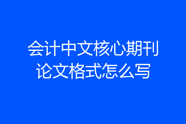 会计中文核心期刊论文格式怎么写