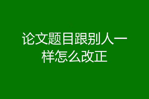 论文题目跟别人一样怎么改正