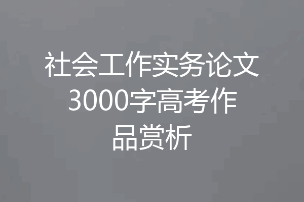 社会工作实务论文3000字高考作品赏析