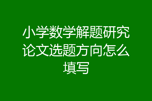 小学数学解题研究论文选题方向怎么填写