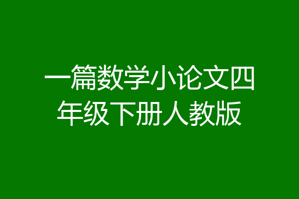一篇数学小论文四年级下册人教版