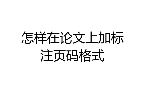 怎样在论文上加标注页码格式