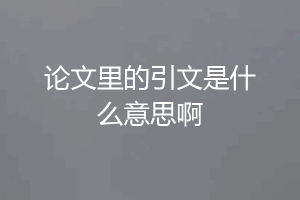 论文里的引文是什么意思啊