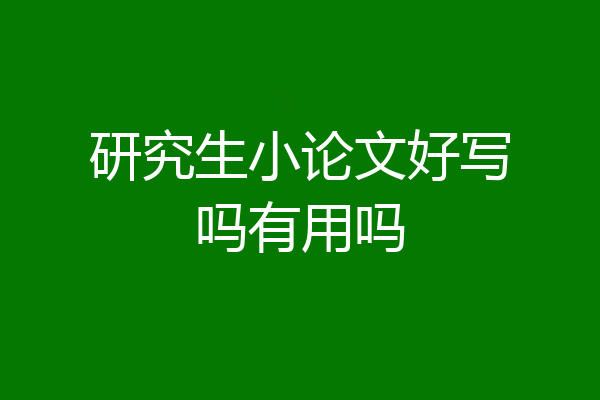 研究生小论文好写吗有用吗
