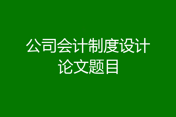公司会计制度设计论文题目