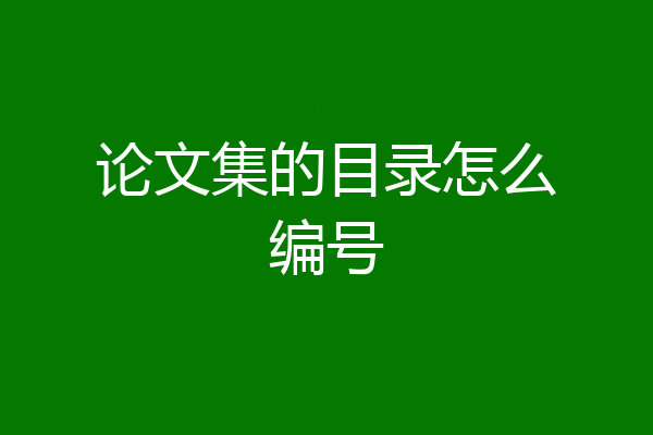 论文集的目录怎么编号
