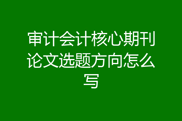 审计会计核心期刊论文选题方向怎么写