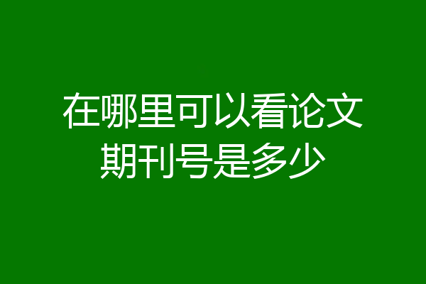 在哪里可以看论文期刊号是多少