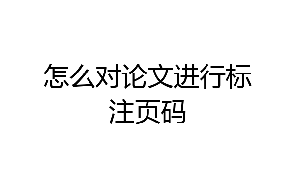 怎么对论文进行标注页码