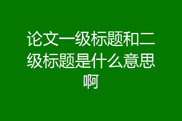 论文一级标题和二级标题是什么意思啊