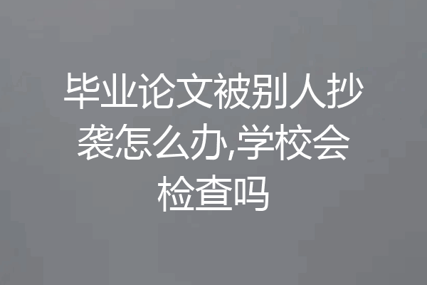 毕业论文被别人抄袭怎么办,学校会检查吗