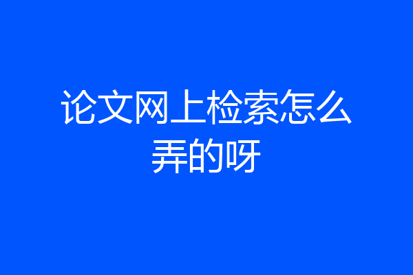 论文网上检索怎么弄的呀