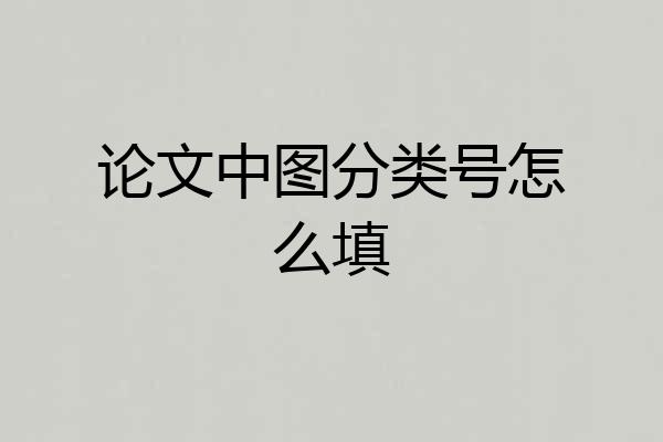 论文中图分类号怎么填