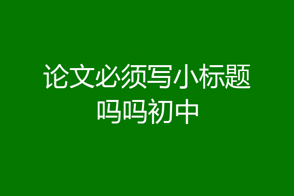 论文必须写小标题吗吗初中
