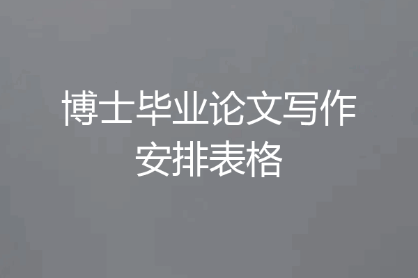 博士毕业论文写作安排表格