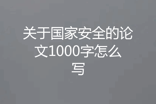 关于国家安全的论文1000字怎么写