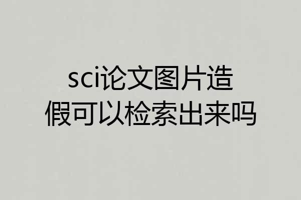 sci论文图片造假可以检索出来吗