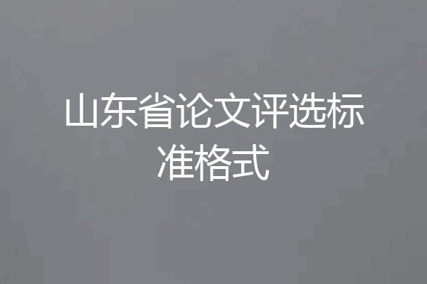 山东省论文评选标准格式