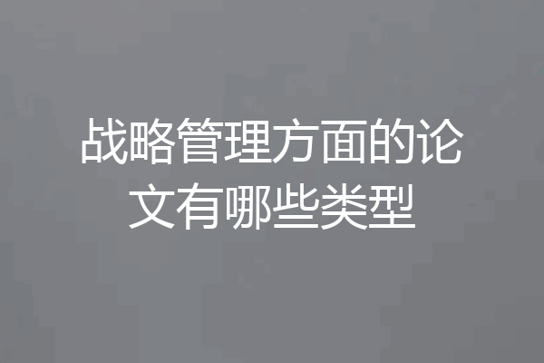 战略管理方面的论文有哪些类型