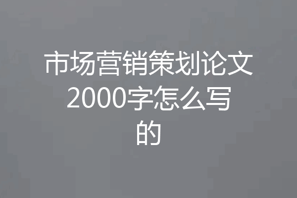 市场营销策划论文2000字怎么写的