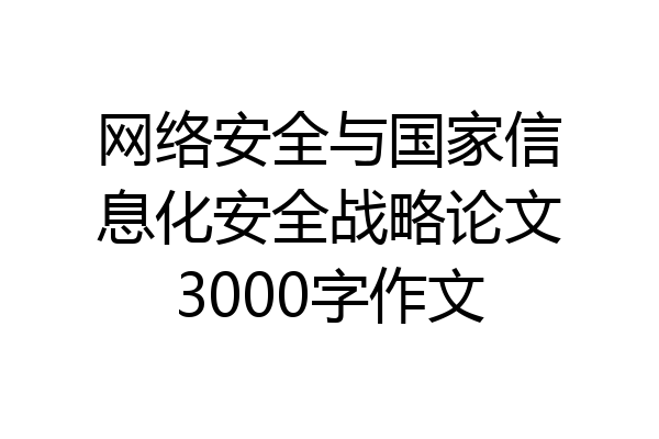 网络安全与国家信息化安全战略论文3000字作文