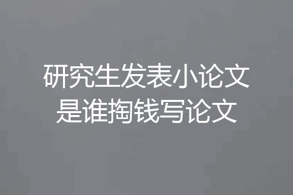 研究生发表小论文是谁掏钱写论文