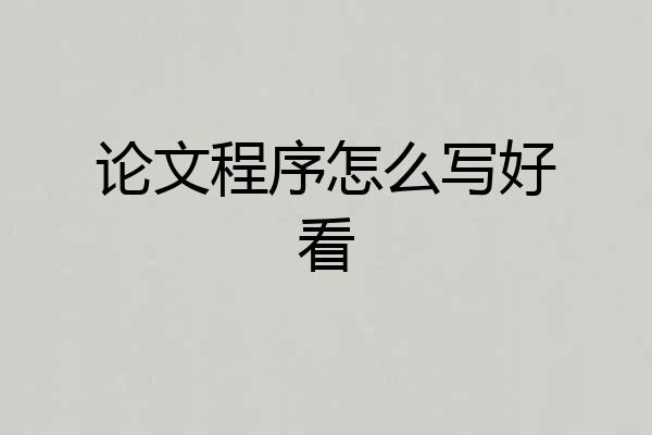 论文程序怎么写好看