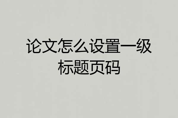 论文怎么设置一级标题页码