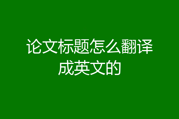论文标题怎么翻译成英文的