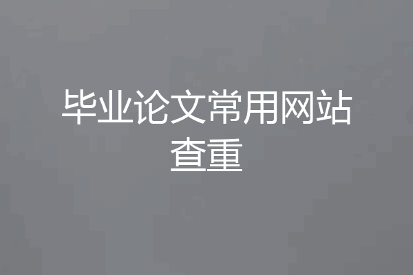 毕业论文常用网站查重