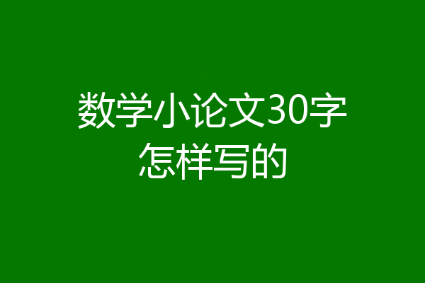 数学小论文30字怎样写的