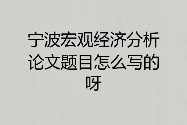 宁波宏观经济分析论文题目怎么写的呀