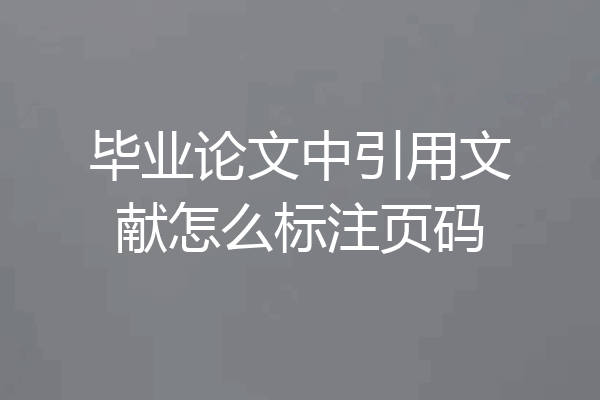 毕业论文中引用文献怎么标注页码