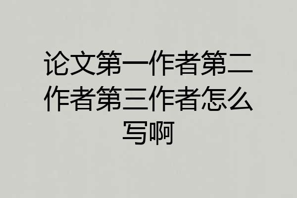 论文第一作者第二作者第三作者怎么写啊