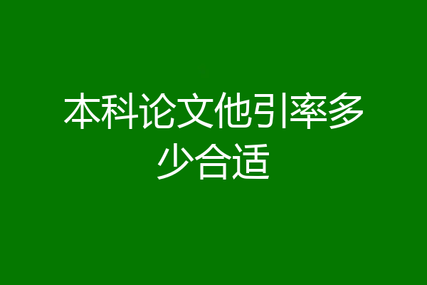 本科论文他引率多少合适