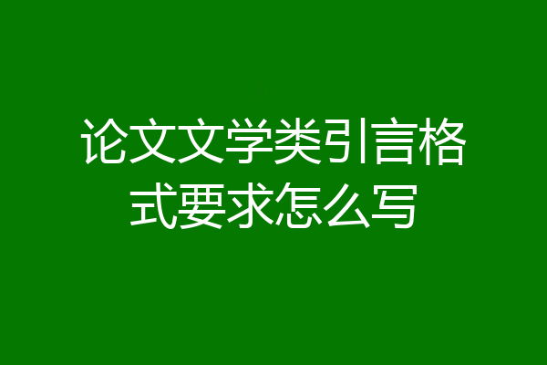 论文文学类引言格式要求怎么写