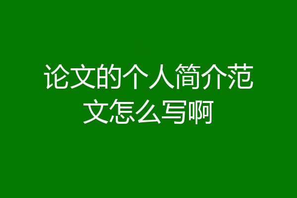 论文的个人简介范文怎么写啊
