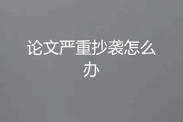 论文严重抄袭怎么办