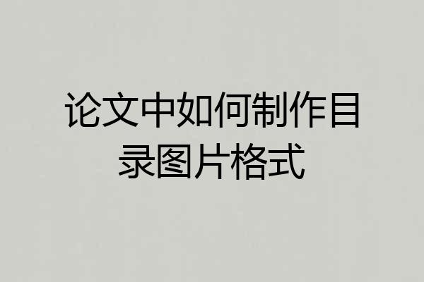 论文中如何制作目录图片格式