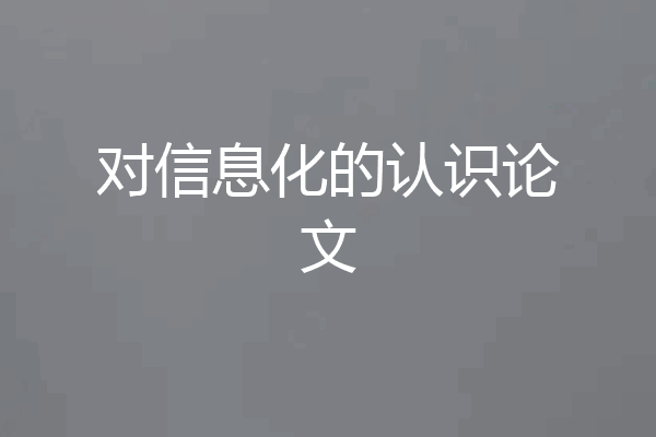 对信息化的认识论文