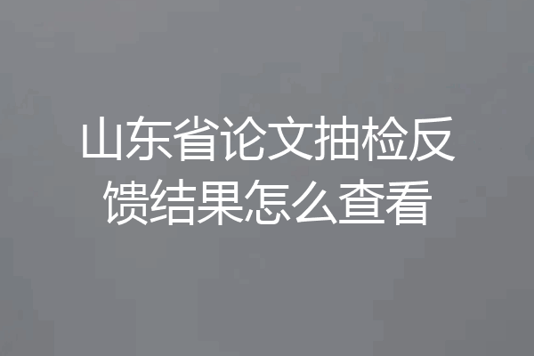 山东省论文抽检反馈结果怎么查看