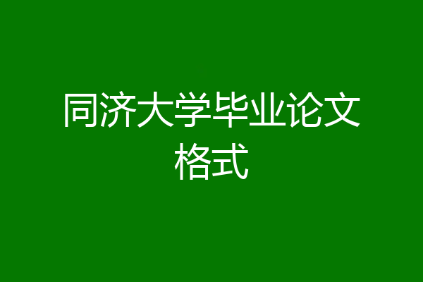 同济大学毕业论文格式