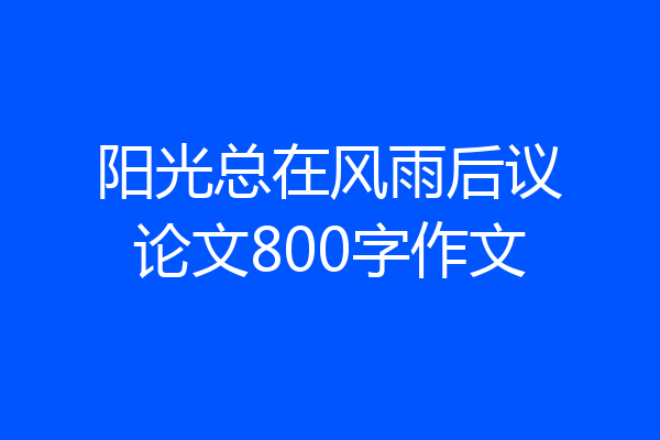 阳光总在风雨后议论文800字作文