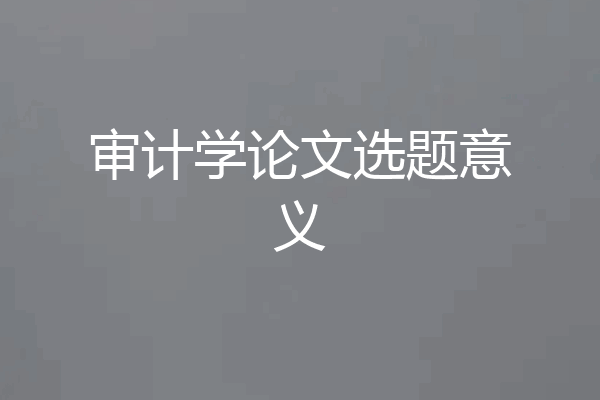 审计学论文选题意义