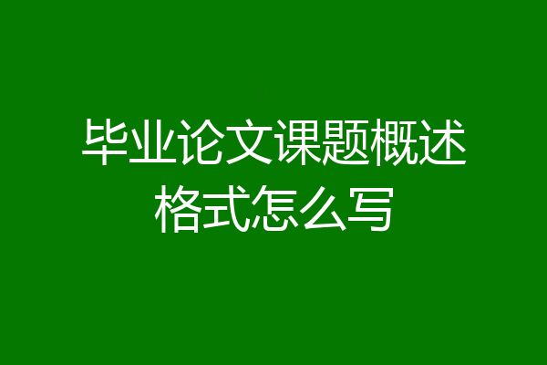 毕业论文课题概述格式怎么写