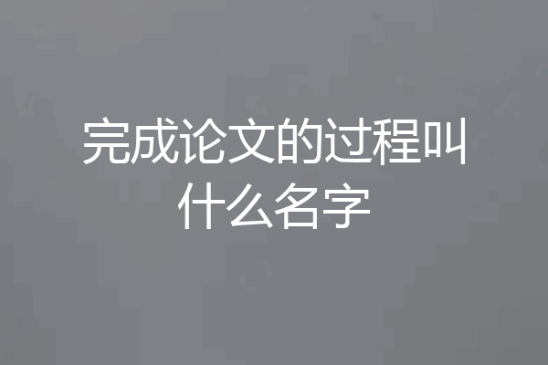 完成论文的过程叫什么名字
