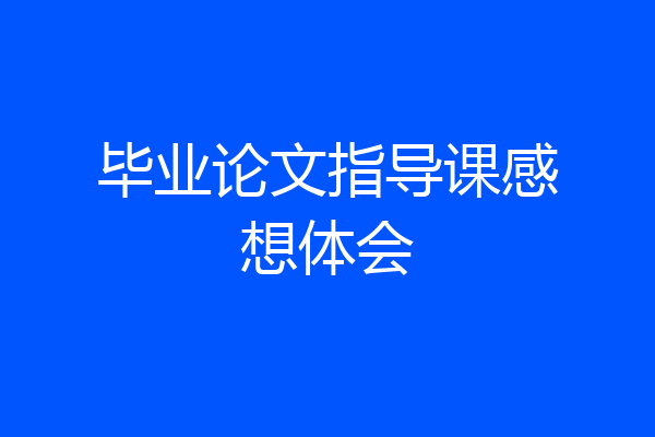 毕业论文指导课感想体会