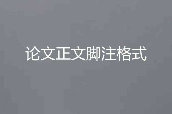 论文正文脚注格式