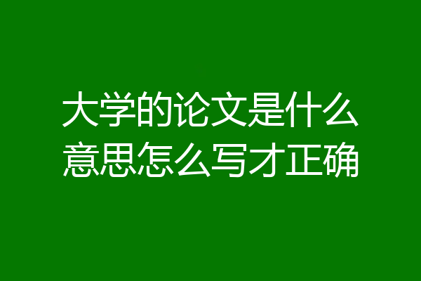 大学的论文是什么意思怎么写才正确