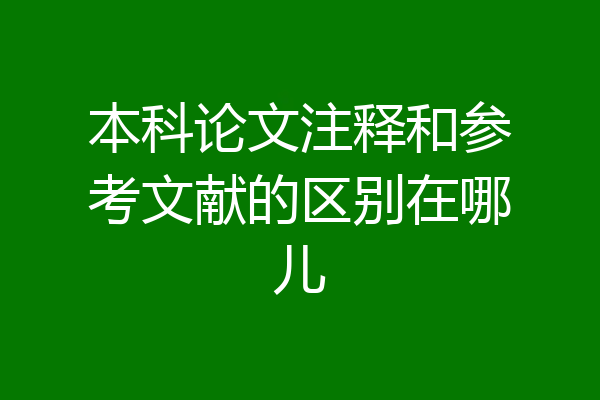 本科论文注释和参考文献的区别在哪儿